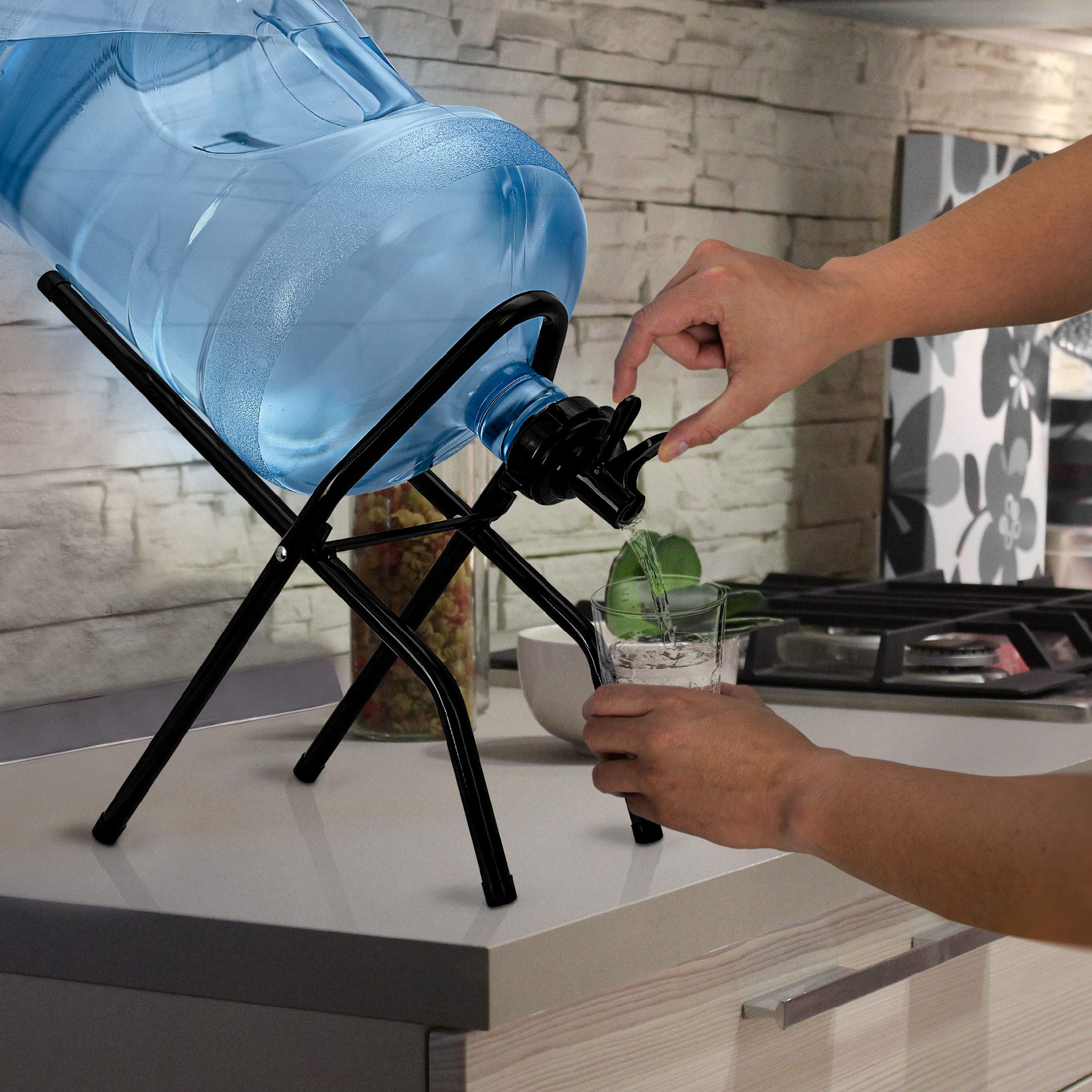 Brio 5 Gallon Water Bottle Jug Drink Dispenser Storage Cooler Foldable Cradle Stand Bpa Free Valves Stainless Steel Rack Holder